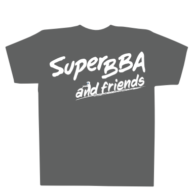 Super BBA and friends Tシャツ 表面デザイン